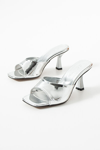 MUFUMA Silver Blunt Toe Women's Shoes Heeled Shoes
