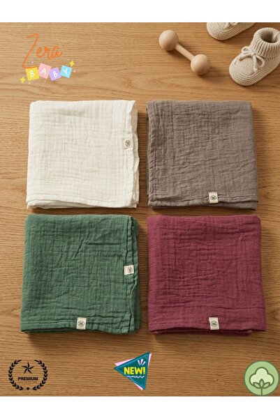 zera collection 4-Layer Muslin Baby Cover - Economical Set of 4 - Muslin Blan...
