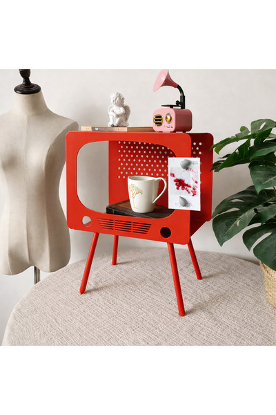 717 DESİGN Stert TV Heykel Sergileme Rafı, Eşsiz Yan Sehpa