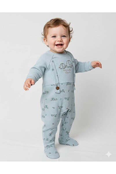 KapsülBebek Fil Patterned Baby Boy Jumpsuit – Soft-Textured