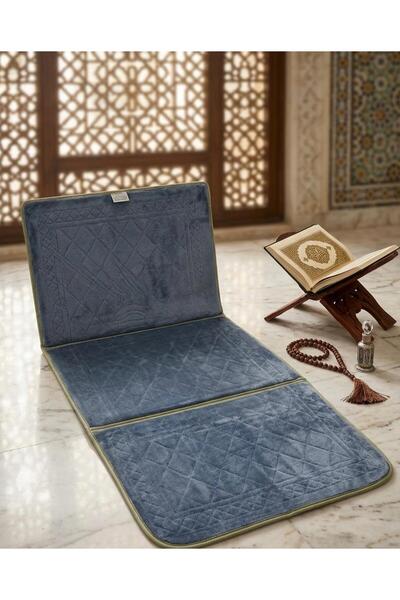 POLYESTERJİİ سجادة الصلاة الطبية الفاخرة مع مسند للظهر - إصدار الراحة المخملي