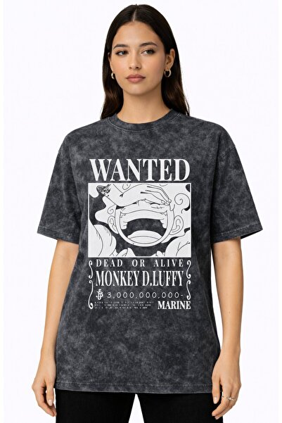 SEVBANO Wanted Monkey D. Luffy One Piece Anime Printed Unisex Oversized Vinta...