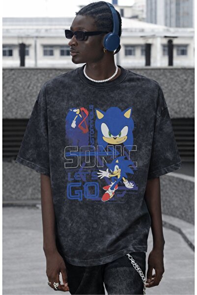 SEVBANO تي شيرت سونيك ذا هيدج هوج كارتون مطبوع بشخصيات للجنسين كبير الحجم وقا...