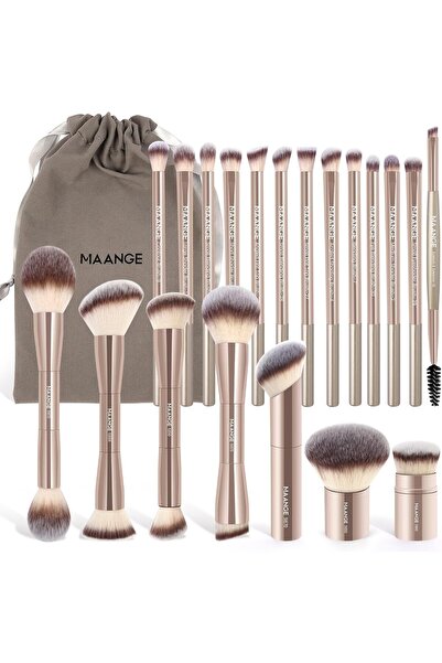 MAANGE 20-Pcs Makeup Brush Set, Double-Ended Kabuki for Foundation, Powder & ...