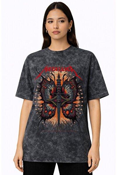 SEVBANO Metallica Rock Metal Music Band Printed Unisex Oversized Vintage Wash...