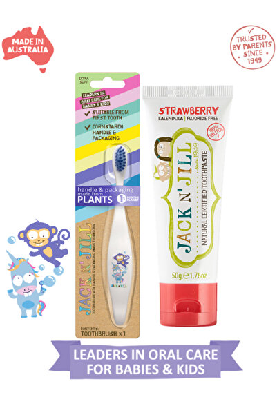 Jack N'Jill Jack N Jill Doğal Bebek Diş Seti (Unicorn&Dino Diş Fırçası + Çile...