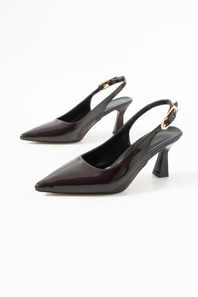 BirEylül Shoes Rugan Sivri Burun Kadın Topuklu Ayakkabı