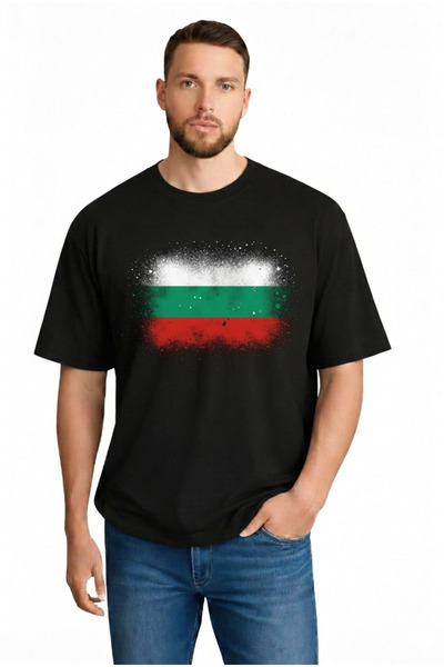sngl Мъжка тениска с къс ръкав и принт с българското знаме S M L XL 2XL