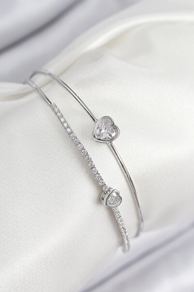 online kapsulavm avm alışveriş Brass Zircon Stone Heart Model Silver Color Wo...