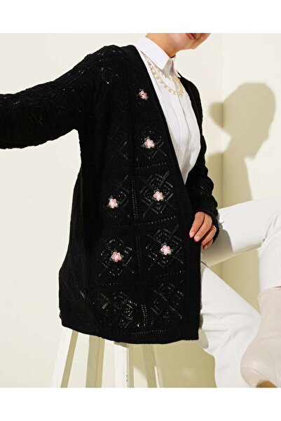 Lavanta Tekstil Cvet Vezena Pleteni kardigan od pletiva