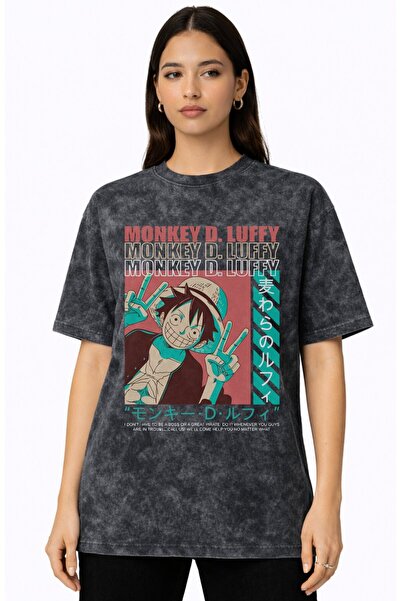 SEVBANO Monkey D. Luffy One Piece Anime Printed Unisex Oversized Vintage Wash...