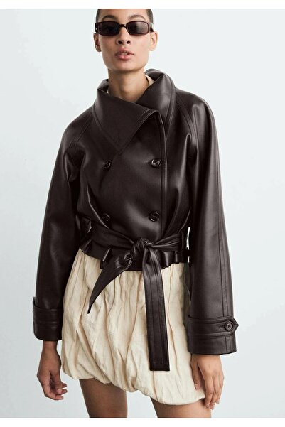 BELİZMOD PB cu două rânduri de nasturi Jachetă D piele pentru femei, MARO, cu...