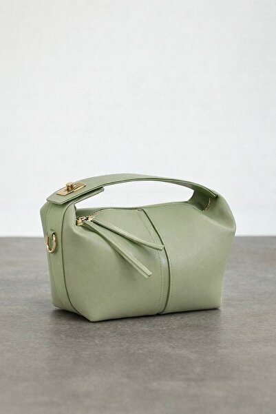 Çantacımstore حذاء أرشيل جلد حقيبة يد نسائي باللون الأخضر النعناعي