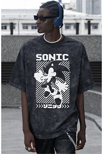 SEVBANO تي شيرت سونيك ذا هيدج هوج كارتون مطبوع للجنسين كبير الحجم وقابل للغسل