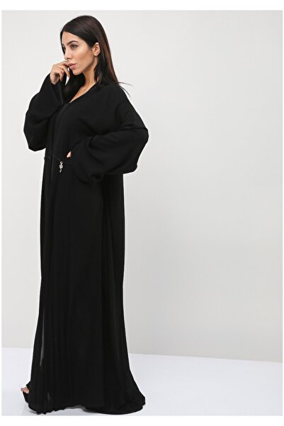 Bousni Stylish front Open Lace Embellished Abaya