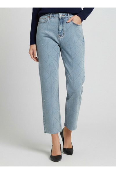 zarxlife Buz mavisi taşlı Kot Pantolonu