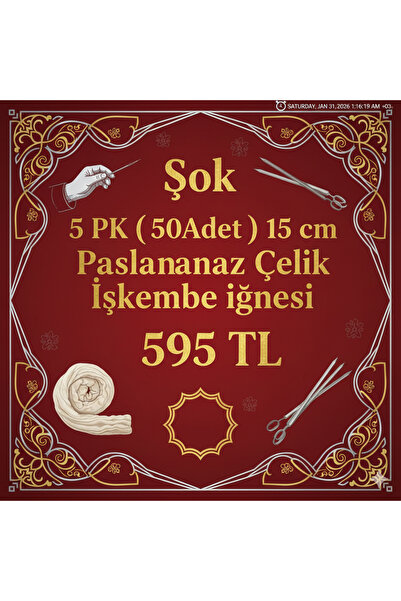 moontime alaçatı İşkembe İğnesi 15 cm, Paket 50 adet, Tanıtım fiyatıyla satışta