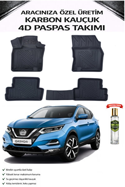 YEKCARS NİSSAN QASHQAİ TEKNA 2017 MODEL ARACINIZA ÖZEL KARBON KAUÇUK PASPAS T...
