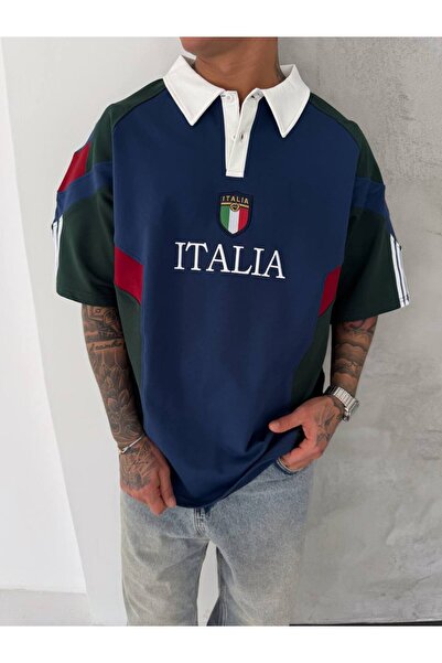 MATTİMODA İtalia Nakışlı Düğmeli Polo Yaka T-shirt