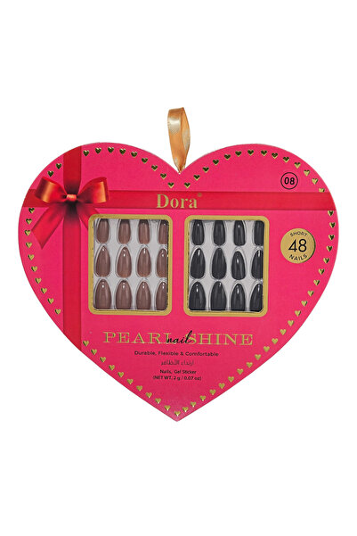 DORA Dora Pearl Glitter Nail Gift Set: 48 Flexible Artificial Nails with Easy...