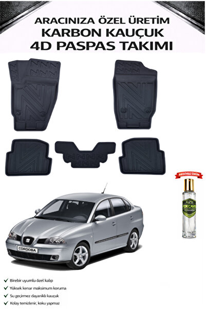 YEKCARS SEAT CORDOBA 2004 MODEL ARACINIZA ÖZEL KARBON KAUÇUK PASPAS TAKIMI