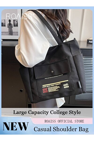 ROAISS Large Capacity Shoulder Bag Durable Macaron Color Scheme Smooth Zipper...