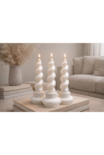 Lúmea Candle Lúmea Dalga Form Dekoratif Soya Mum 3’lü- Mika Efektli El Yapımı...