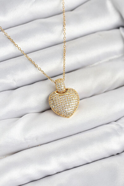 online kapsulavm avm alışveriş 316L Steel Chain Gold Color Zircon Stone Heart...