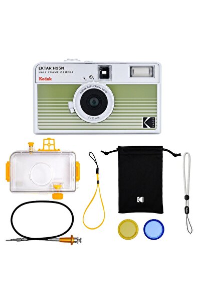 Kodak EKTAR H35N 35mm FIlmlI Fotoğraf MakInesI- PremIum Paket-ÇIzgIlI YeşIl
