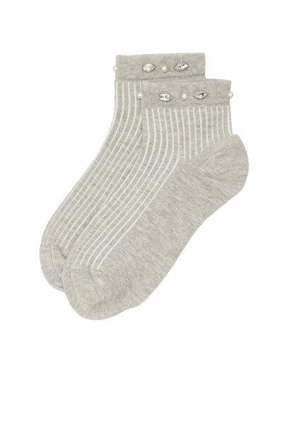 Network Gri İnci detaylı Erkek Çorap
