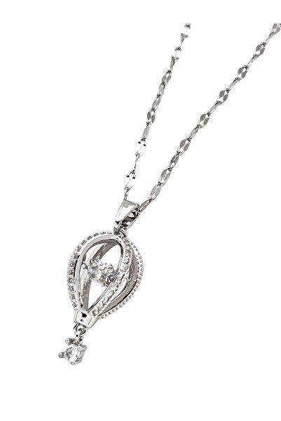 Siya Silver Steel Zircon Stone Balloon Model Women's Necklace