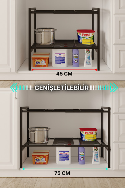 Saatistan Çok Amaçlı Metal Tezgah Altı Raf, Dolap İçi Düzenleyici, Mutfak ve ...