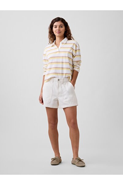 GAP Kadın Beyaz 4" High Rise Denim Utility Şort