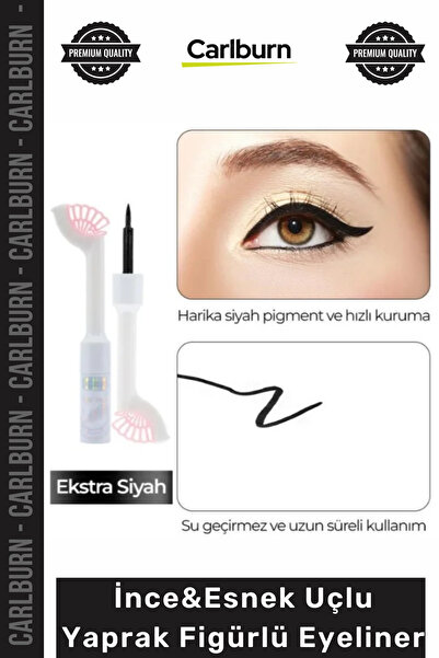 #Eyeliner Yoğun Siyah Pigment Gün Boyu Etkili Kalıcı İnce Esnek Uçlu Yaprak Figürlü Eyeliner