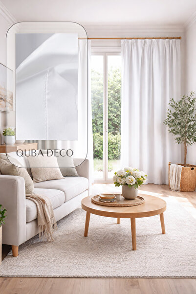 QUBA DECO Modern Durable Plain White Sun Visor Curtains Living Room Living Ro...