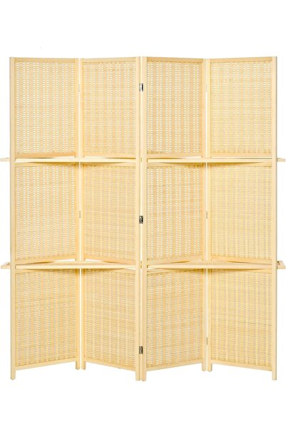 NASAQ فاصل غرفة قابل للطي مكون من 4 ألواح، لوح شاشة خصوصية قائم بامبو بطول 6 ...