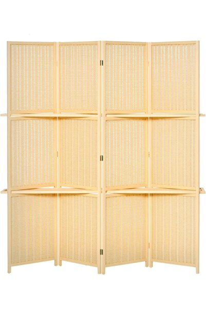 HOMCOM فاصل غرفة من بامبو مكون من 4 ألواح، شاشة خصوصية قابلة للطي بطول 6 أقدا...