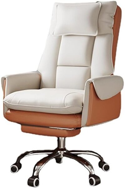 Arabest كرسي مكتب منزلي قابل للإمالة، كرسي كمبيوتر دوار مع مسند ظهر، أبيض