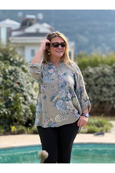 Punta Otantik Yg14100 Italian Three Buttons P Cotton K Linen Blouse Mink