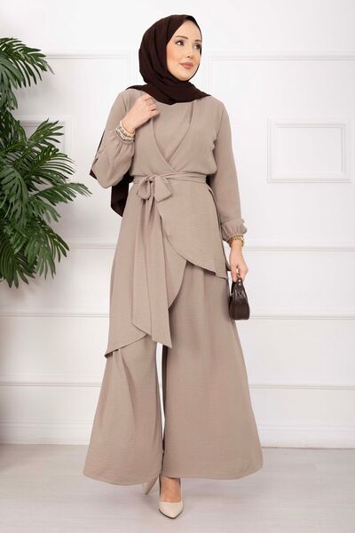 EBRUTESETTÜR طقم أيروبين تيسيتُر كاجوال من قطعتين بلون المنك الداكن