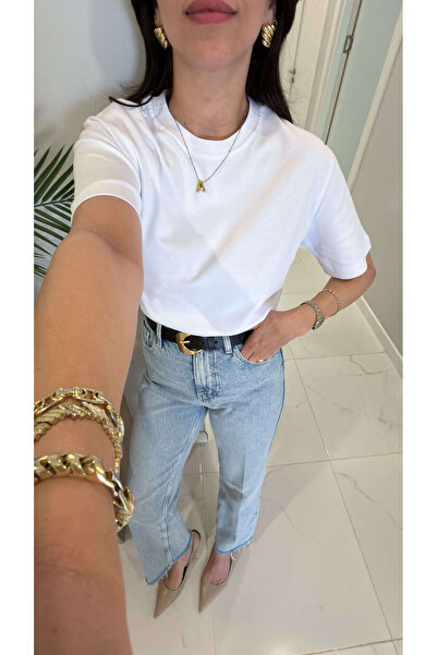 BİRCANÇİL Tricou Billens Alb bumbac în guler rotund