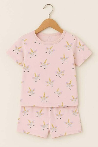 BONY SOCKS Devojčin jednorog Sa deznom kratke hlače pidžama set svetlo roze