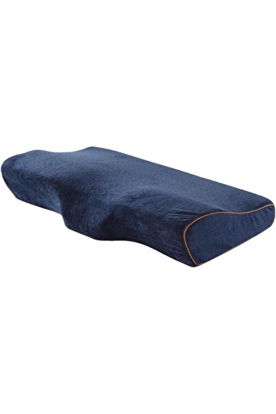 Arabest Navy Blue Contour Memory Cervical Pillow, Velvet Ergonomic Neck Suppo...