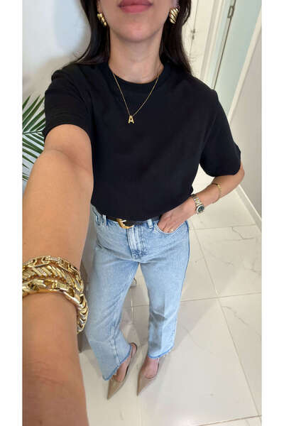 BİRCANÇİL Tricou Billens Black bumbac lu guler rotund