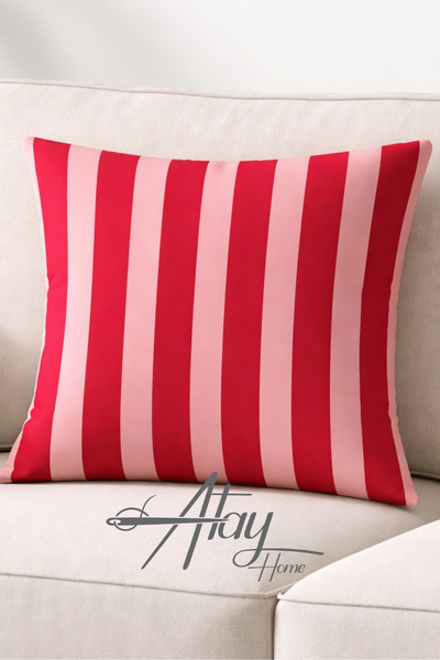 Atay Home مخطط غطاء وسادة غطاء وسادة أريكة مزخرف مقاس 43x43 سم قطعة واحدة