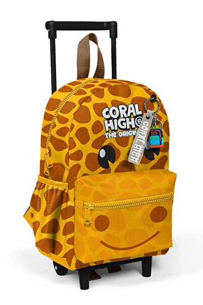 Coral High Rucsac Tiny Nest cu două compartimente și model girafă galbenă 34025