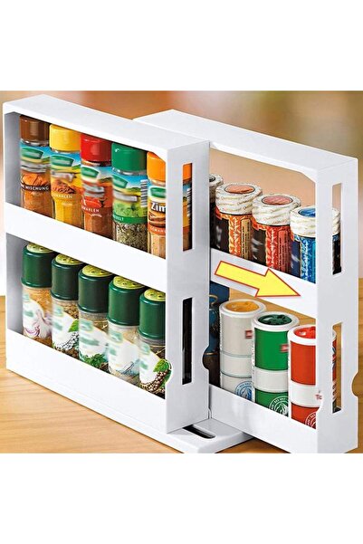 Arabest رف توابل قابل للسحب من طبقتين، منظم لخزائن المطبخ، يتسع لما يصل إلى 2...