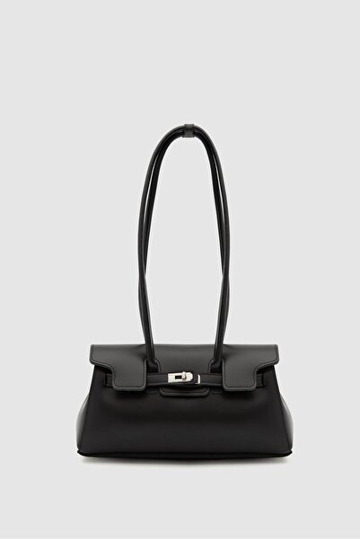 Shule Bags Giselle Kilitli Baguette Bag Black