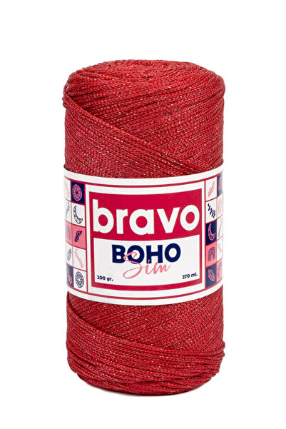 Bravo لمّاع بوليستر مكرمية رقم:4 105 سيم أحمر داكن 2 مم - 200 جرام - 270mt سو...