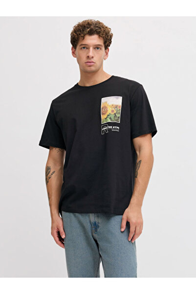 REBEL By Styli Black Sunflower Print Cotton T-Shirt